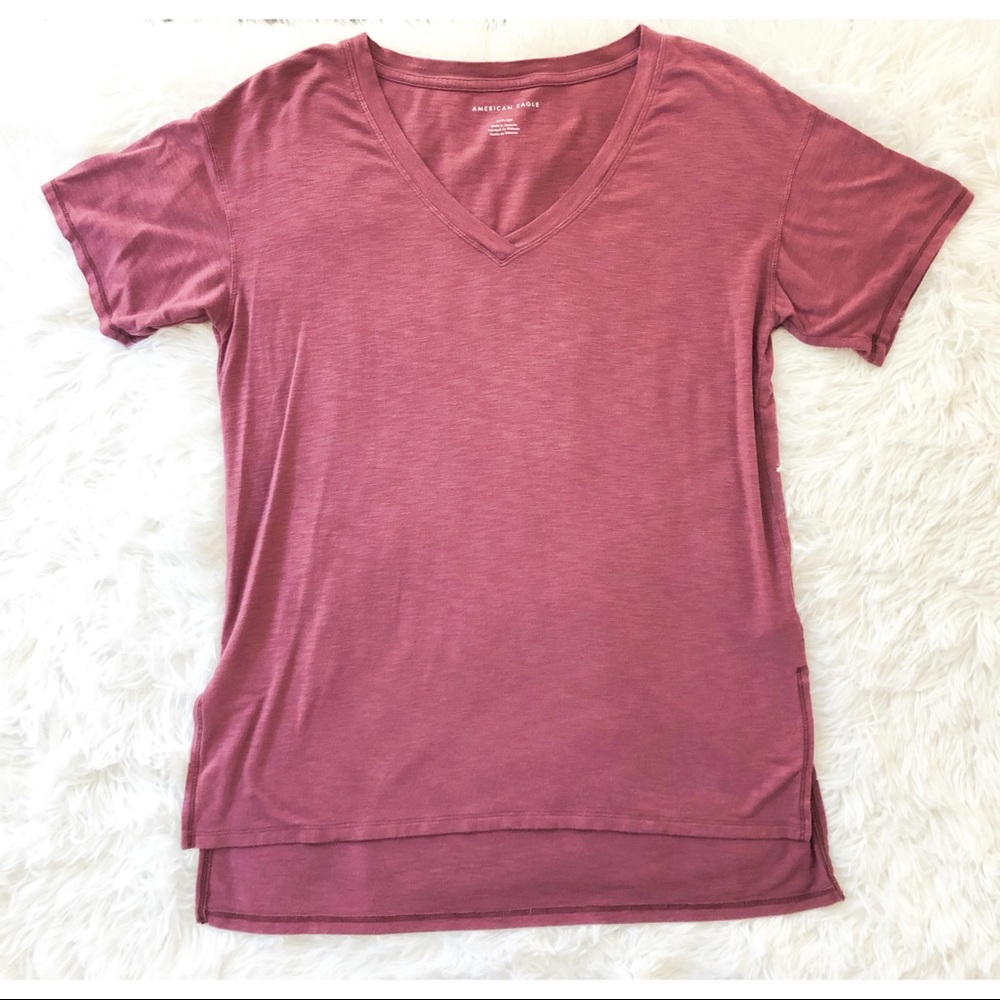 AMERICAN EAGLE Purple V Neck Tunic Tee